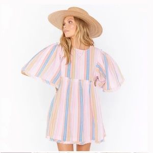 NWT Show Me Your MuMu Brooks Babydoll Mini Dress in Paradise Stripe XS